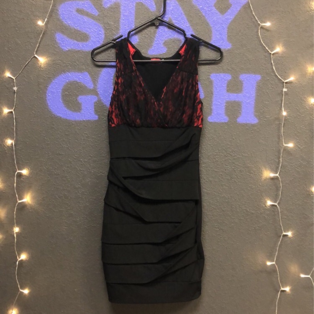 Ruby Rox Red And Black Lace Dress - image 1